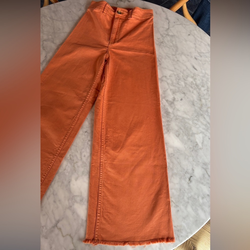 Billabong rust orange flare jeans size 26 raw hem high rise - Picture 3 of 9